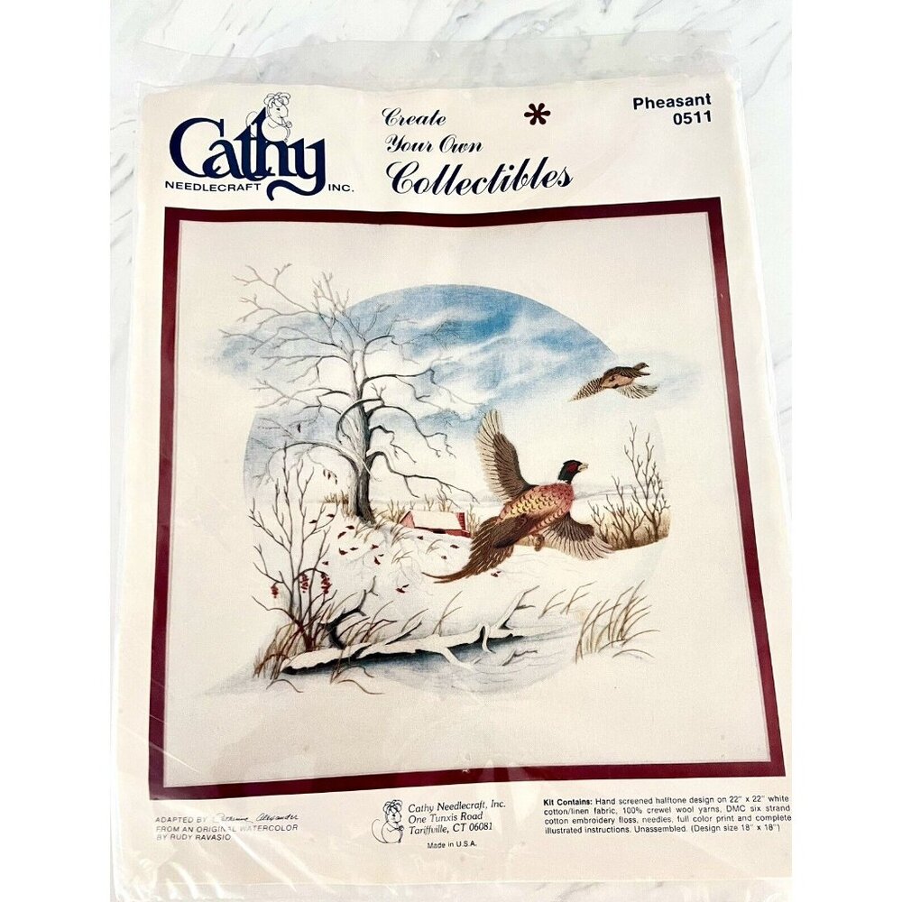 Vintage Cathy Needlecraft Crewel Kit Pheasant Bird 0511 NIP NWT Cottagecore
